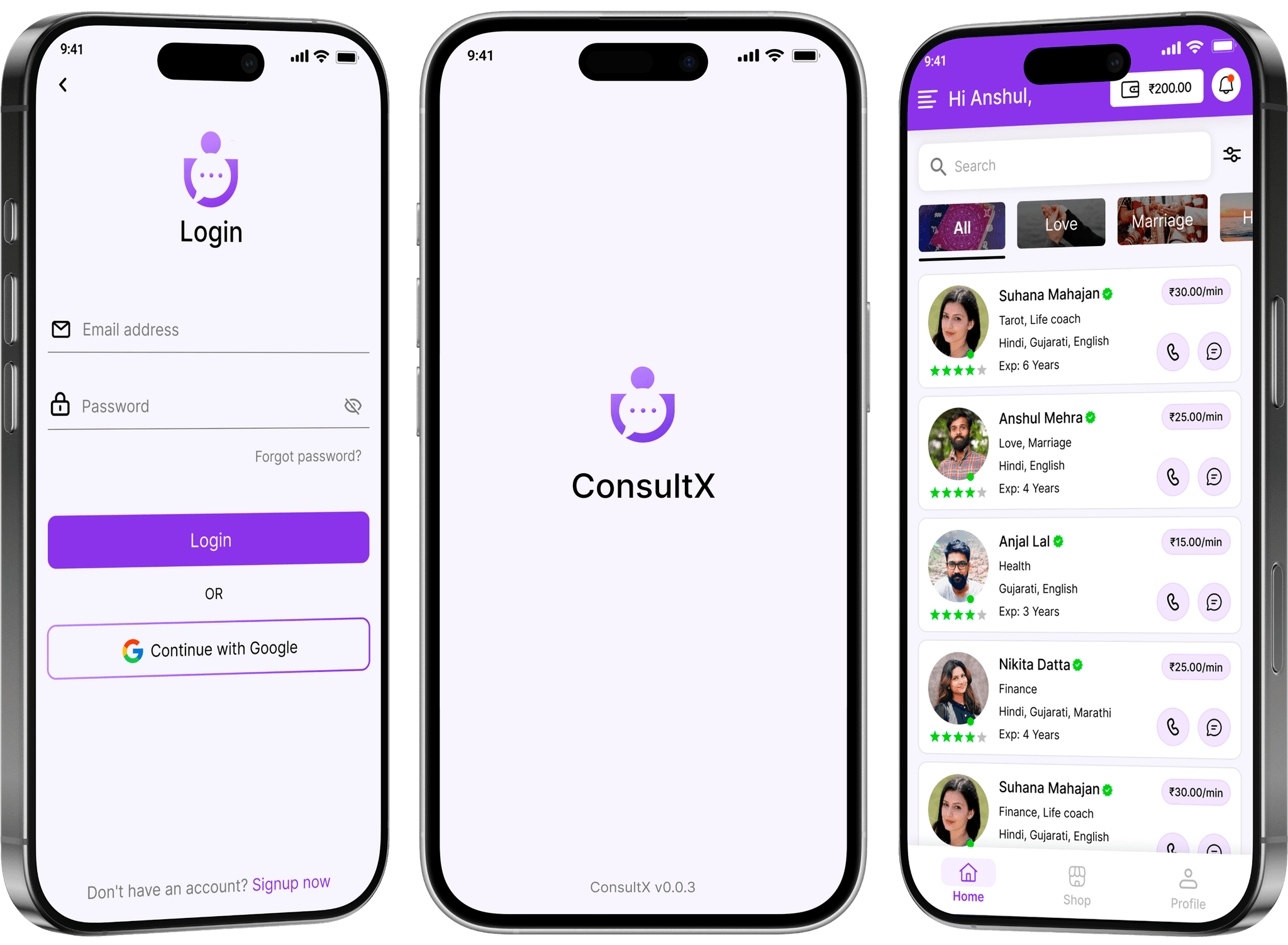 ConsultX app mockup