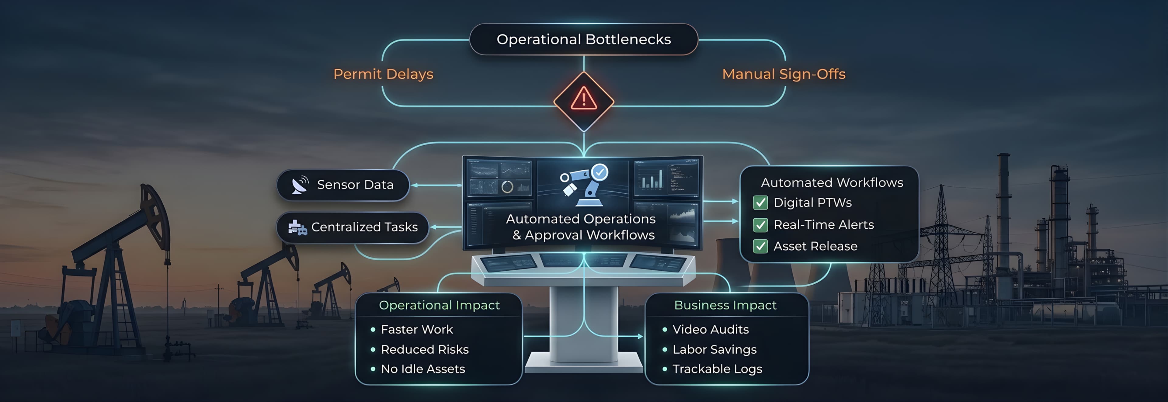 Workflow automation and IoT-based equipment monitoring dashboard for energy operations