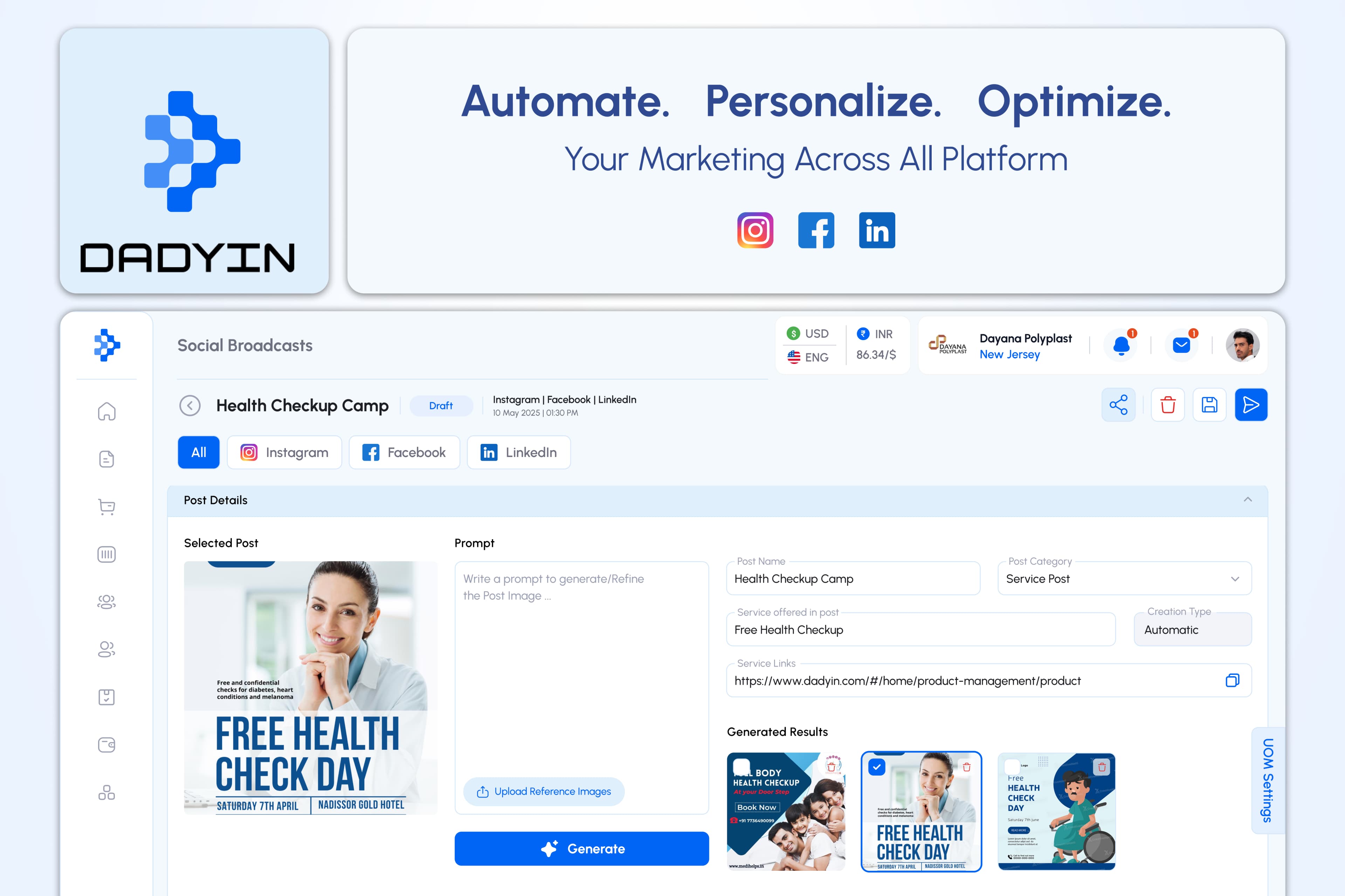 AI Social Media Automation - Dadyin