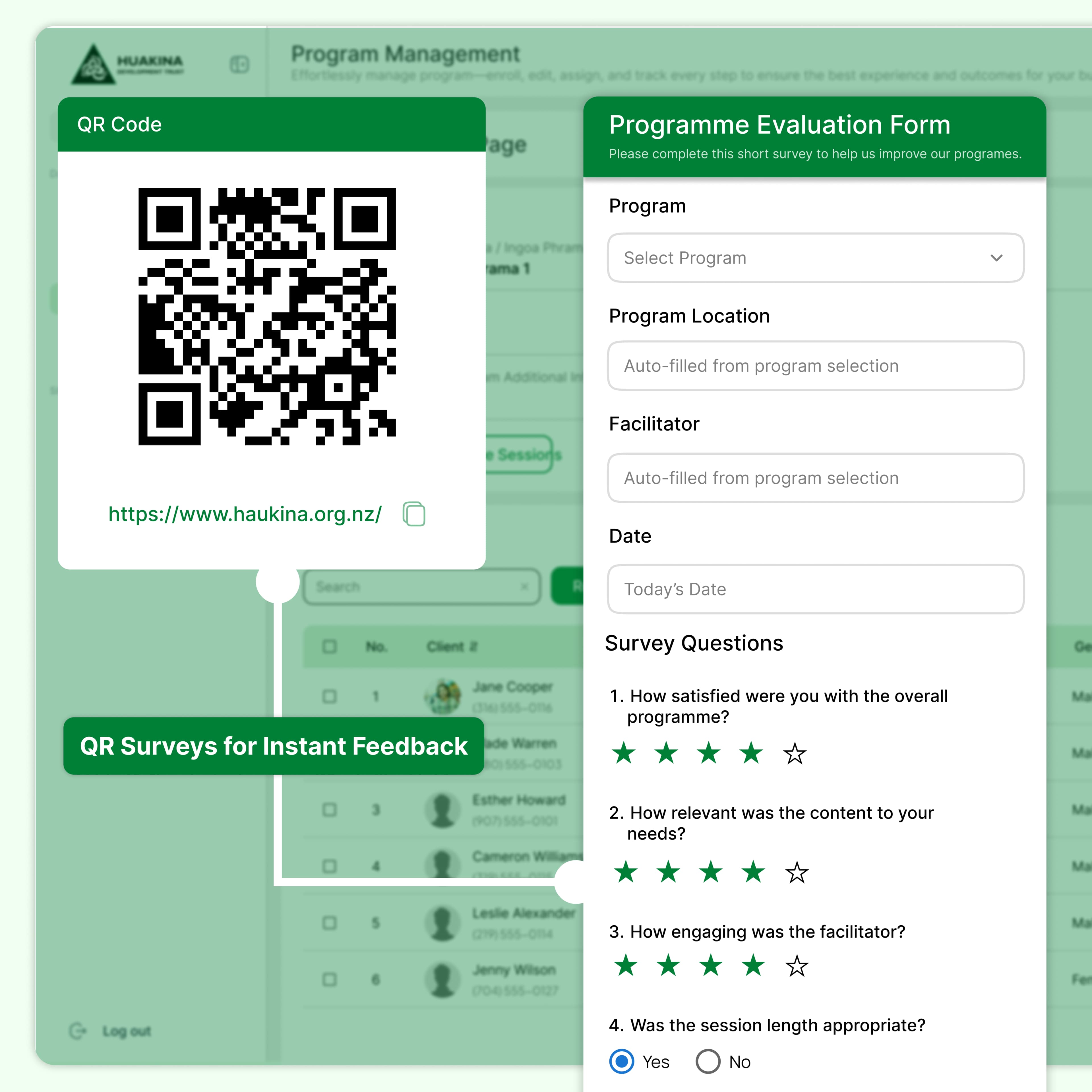 Evaluation Module with QR-Based Surveys