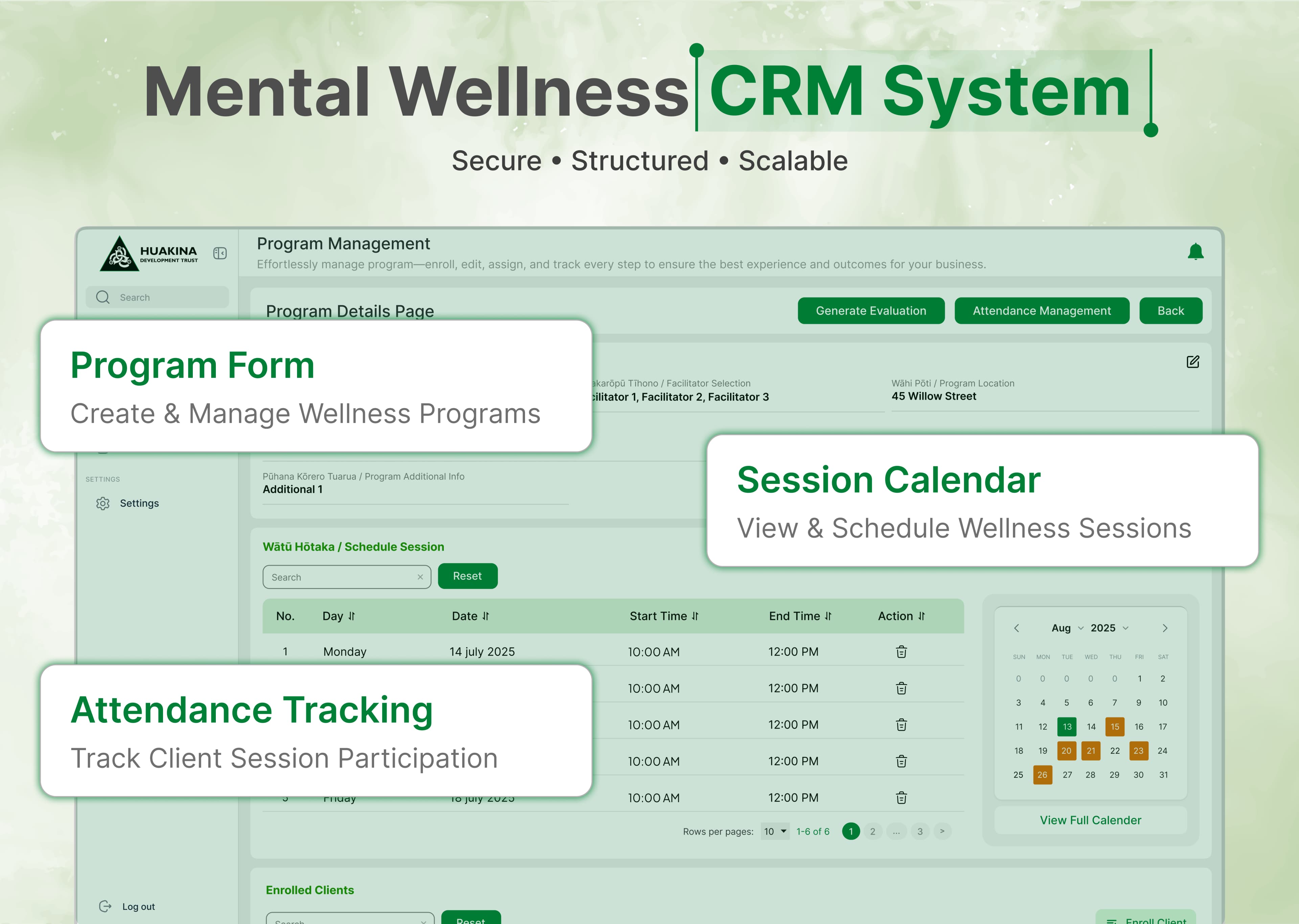 Huakina Mental Wellness CRM