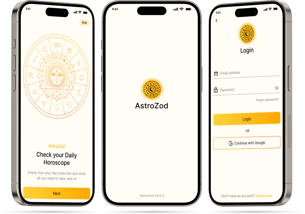 Astrozod app mockup