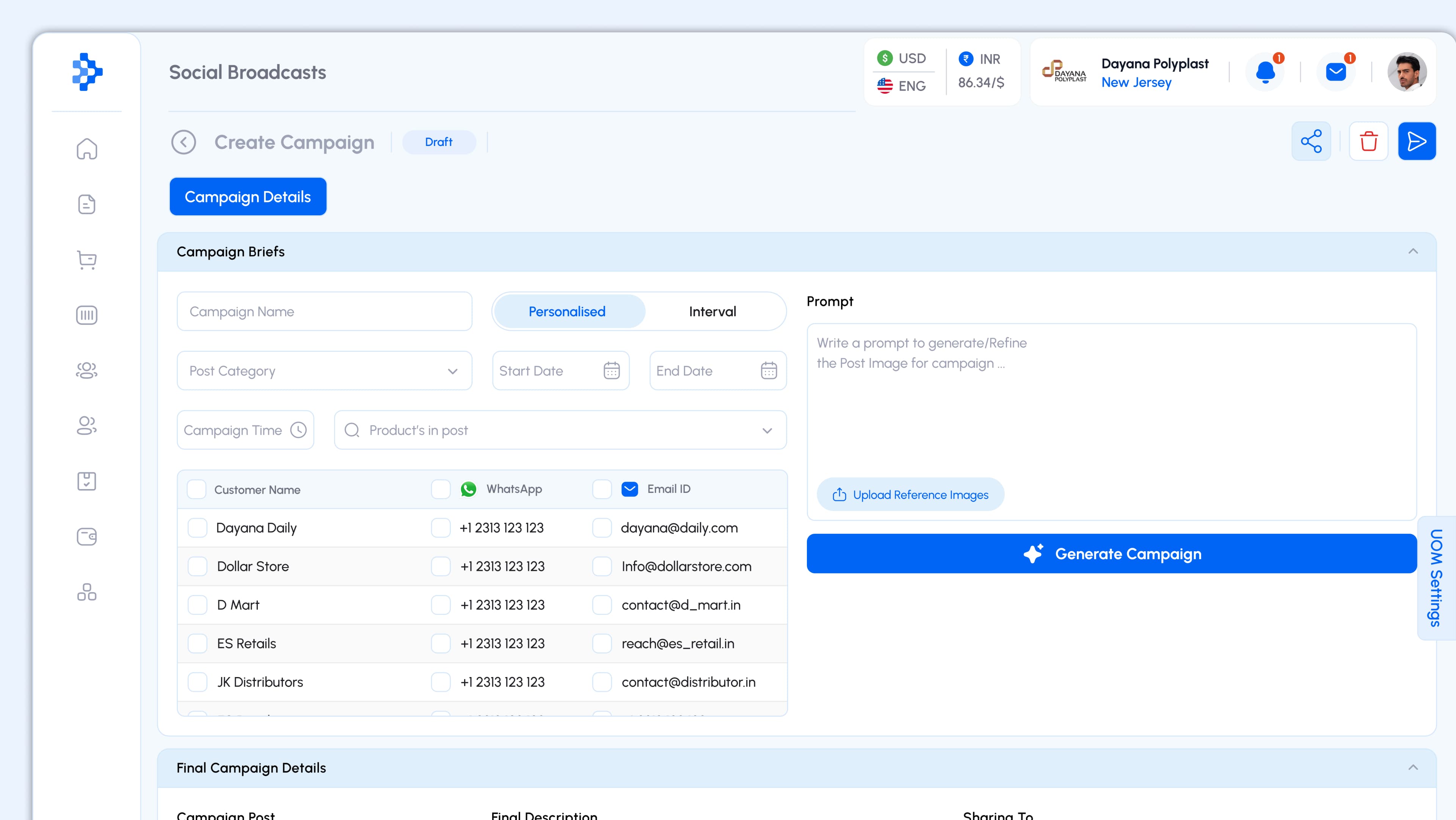 Campaign Creation & Scheduling